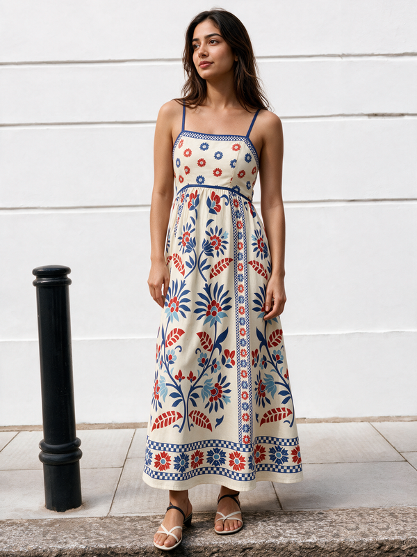 Azalea Print Spaghetti Dress