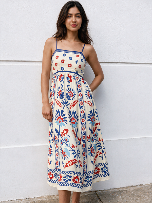 Azalea Print Spaghetti Dress