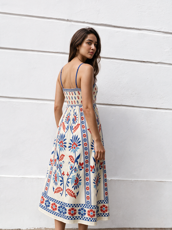 Azalea Print Spaghetti Dress