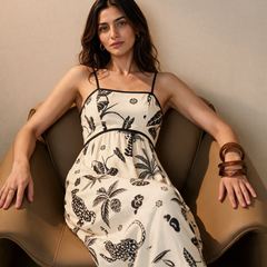 Tropical Off White Maxi Dress