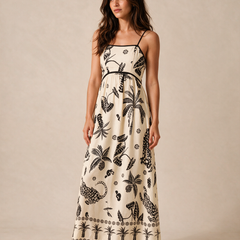 Tropical Off White Maxi Dress