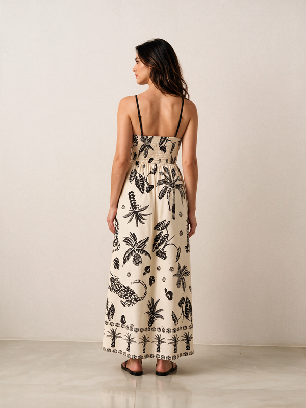 Tropical Off White Maxi Dress