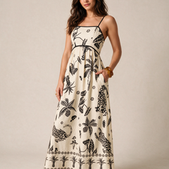 Tropical Off White Maxi Dress