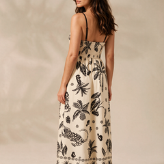 Tropical Off White Maxi Dress