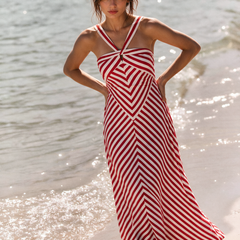 Halter Neck Red Strapy Dress
