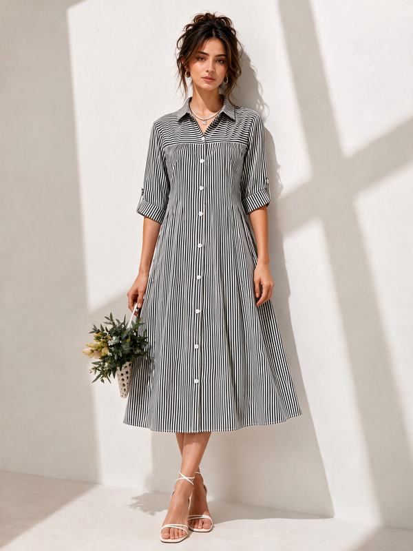 Pinstripe Shirt Dress