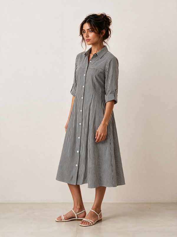 Pinstripe Shirt Dress